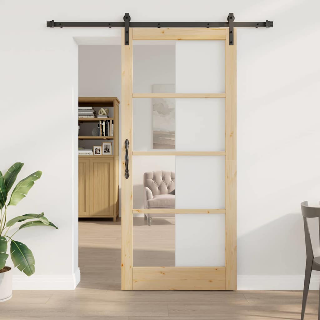 Bīdāmās durvis ORKDAL dabīgā krāsā un melnas 93 x 211 cm