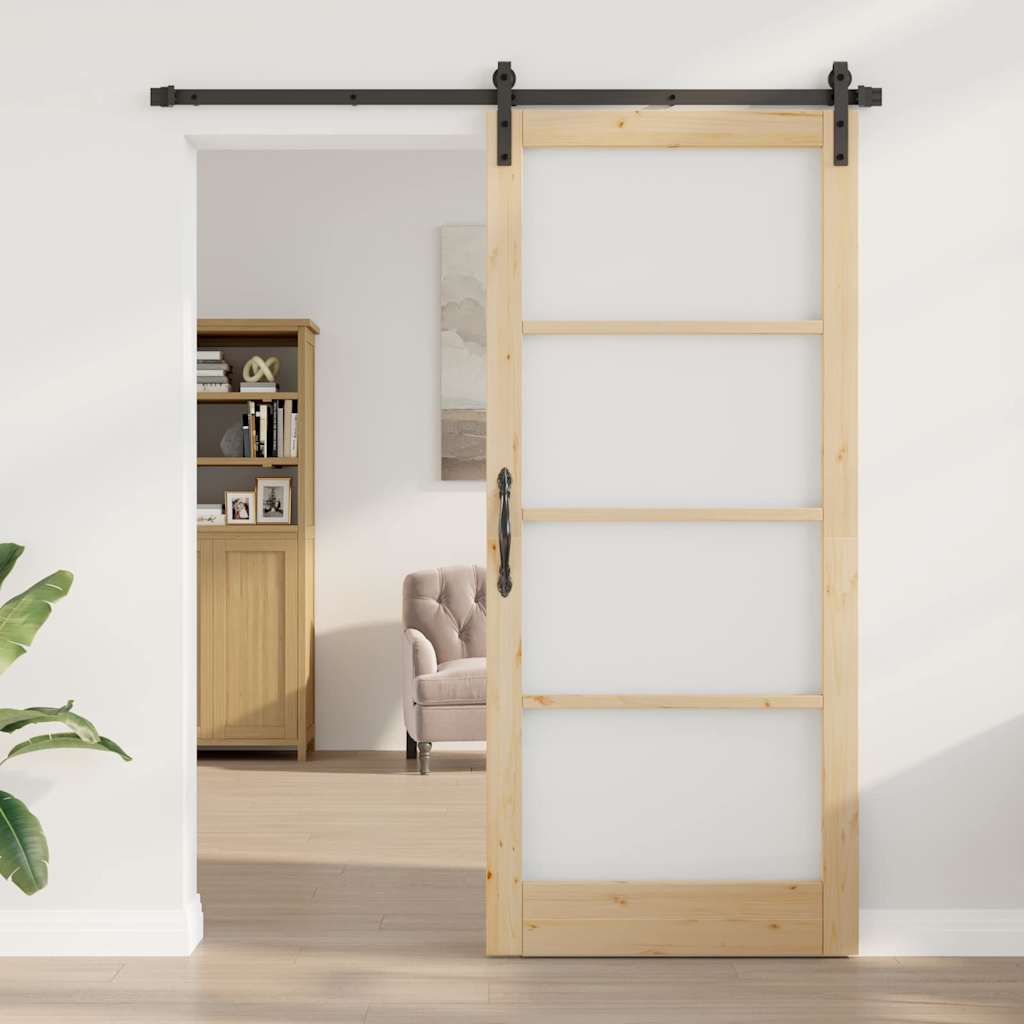 Bīdāmās durvis ORKDAL dabīgā krāsā un melnas 93 x 211 cm