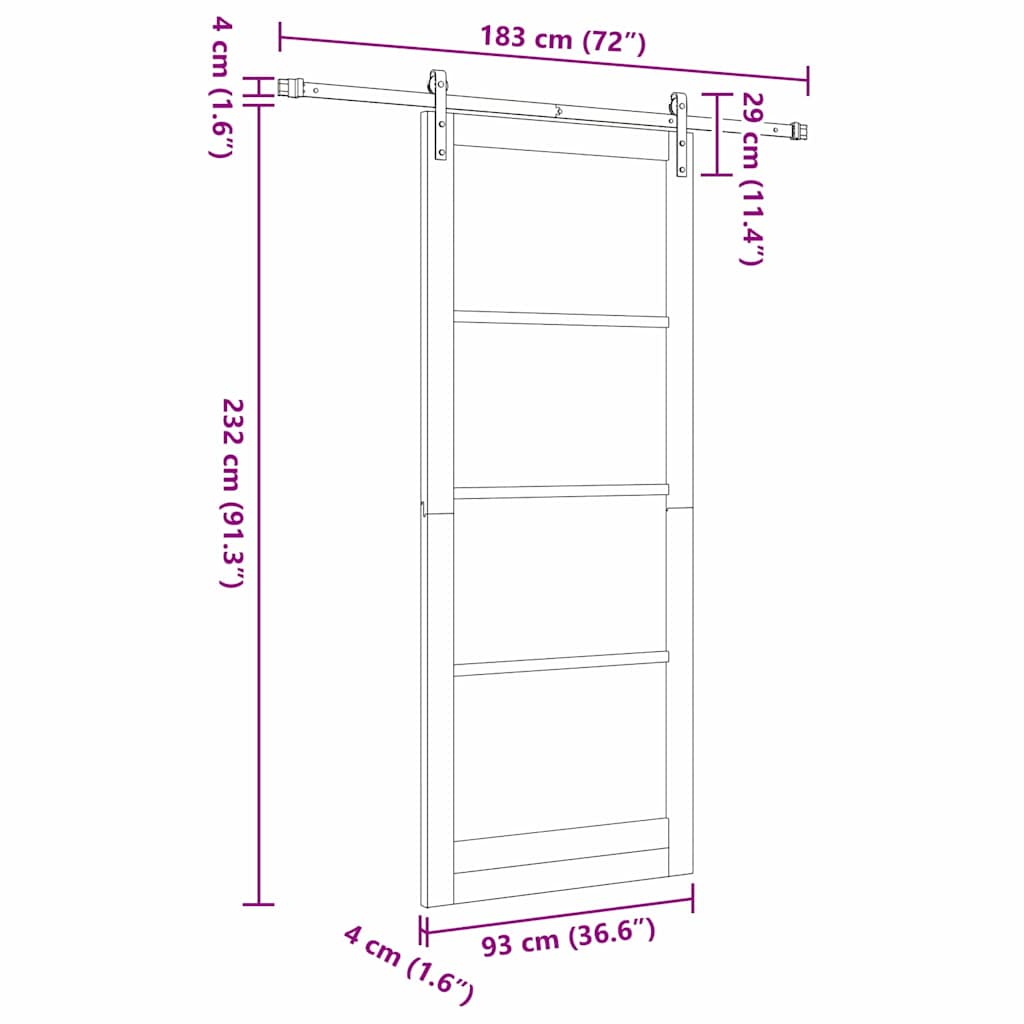 Slankios durys ORKDAL Natūrali ir juoda 93 x 232 cm