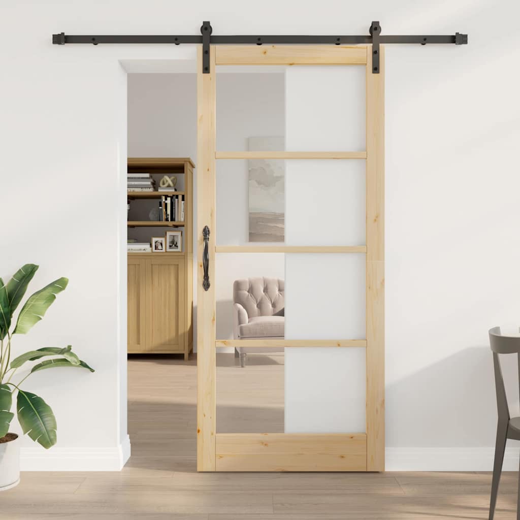 Bīdāmās durvis ORKDAL, dabiska krāsa/melns, 93x211 cm
