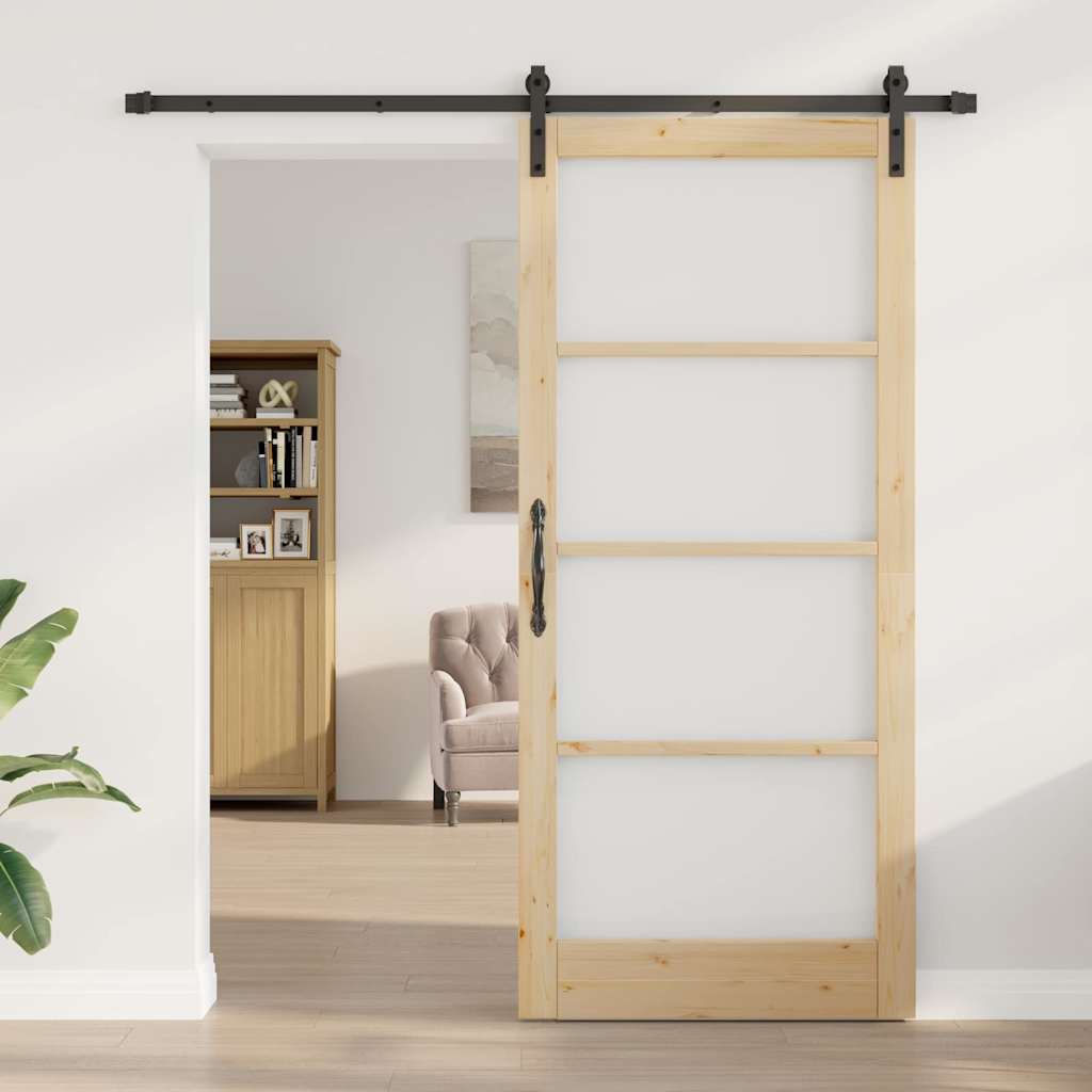 Bīdāmās durvis ORKDAL, dabiska krāsa/melns, 93x211 cm