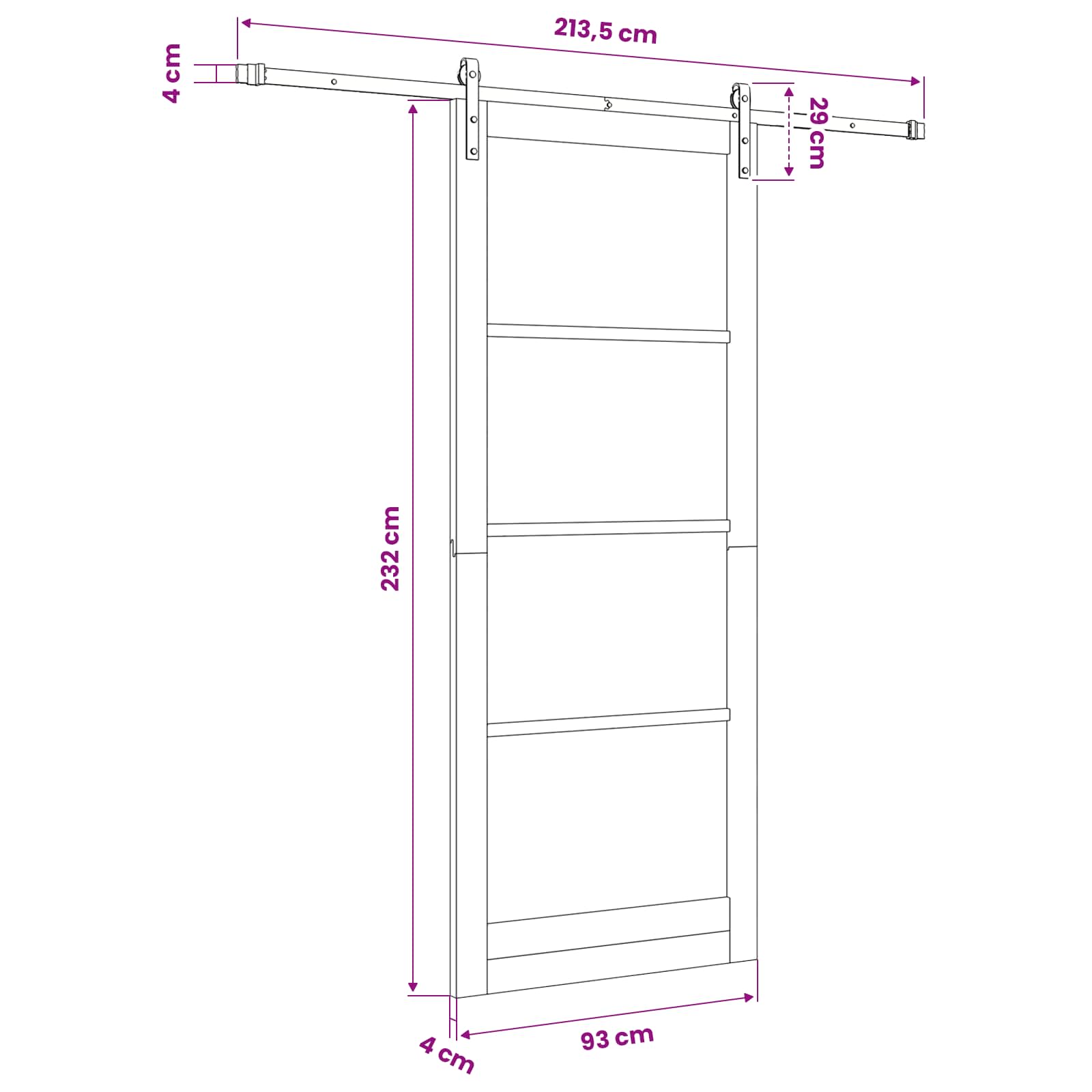 Slankios durys ORKDAL Balta 93 x 232 cm