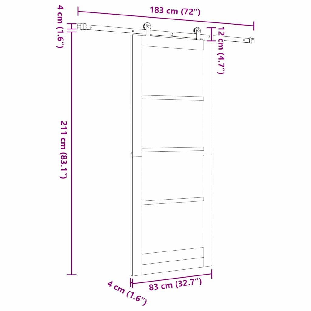Slankios durys ORKDAL Balta ir juoda 83 x 211 cm