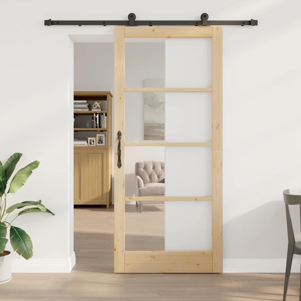 Bīdāmās durvis ORKDAL, dabīgas/melnas, 93 x 211 cm