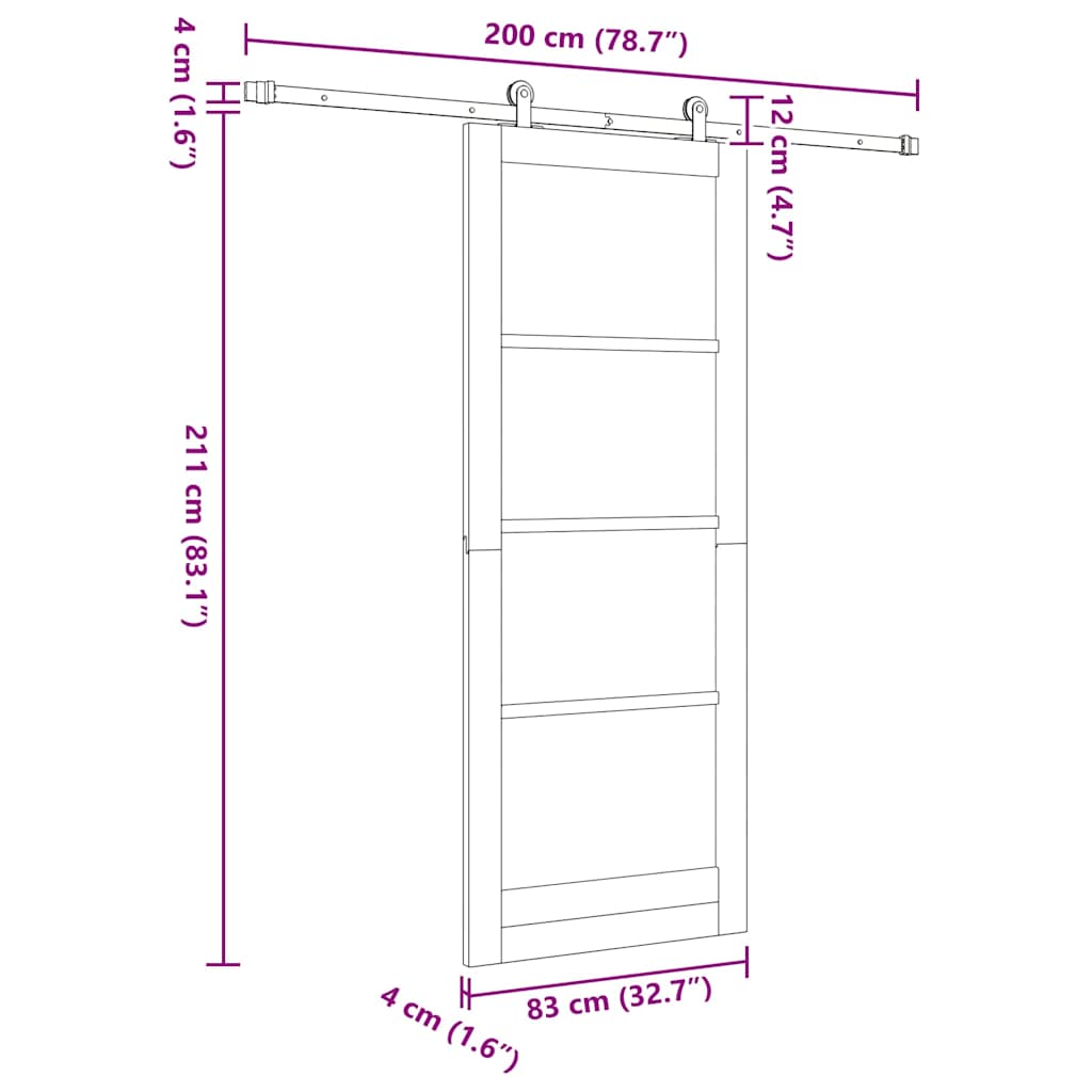 Slankios durys ORKDAL Balta ir juoda 83 x 211 cm