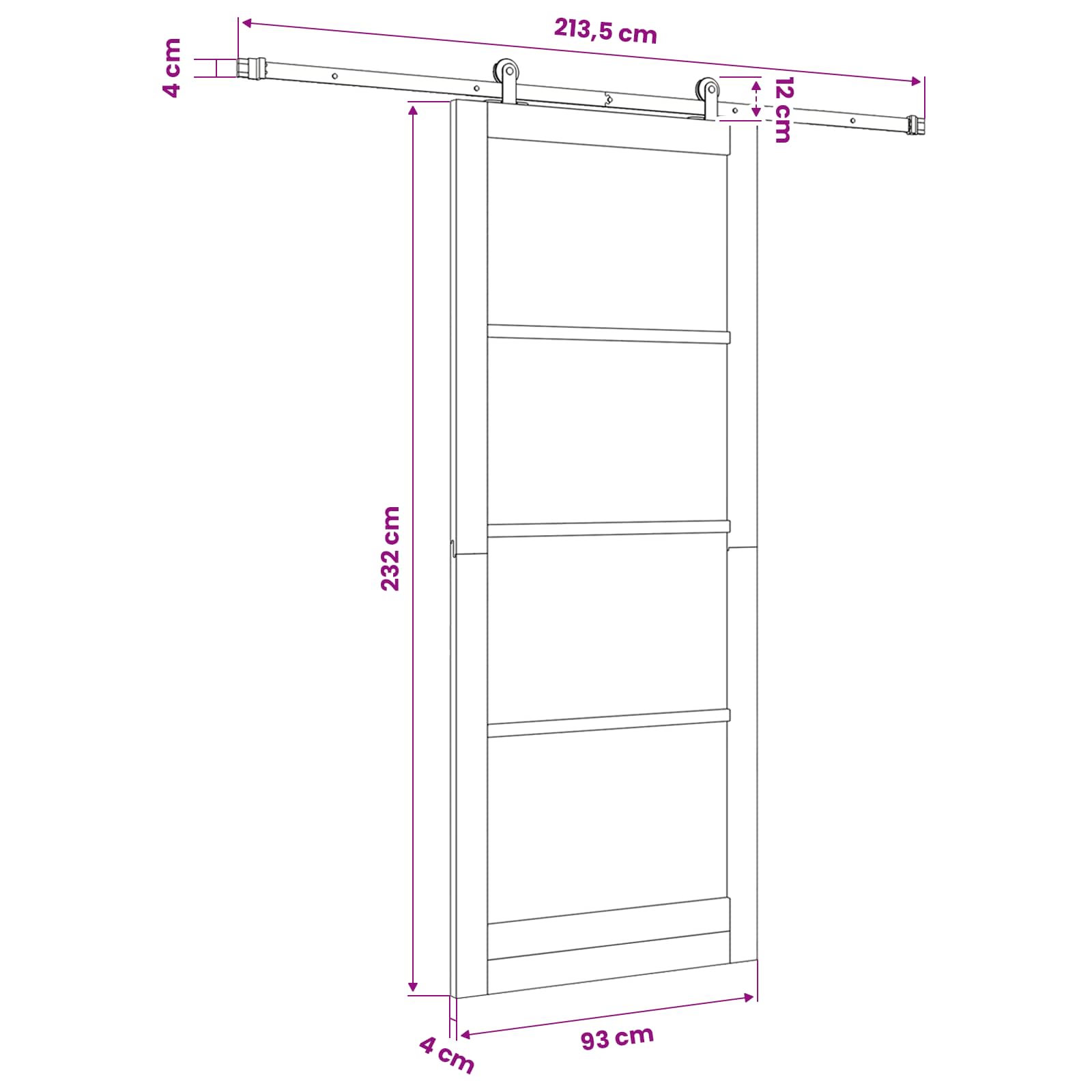 Slankios durys ORKDAL Balta 93 x 232 cm
