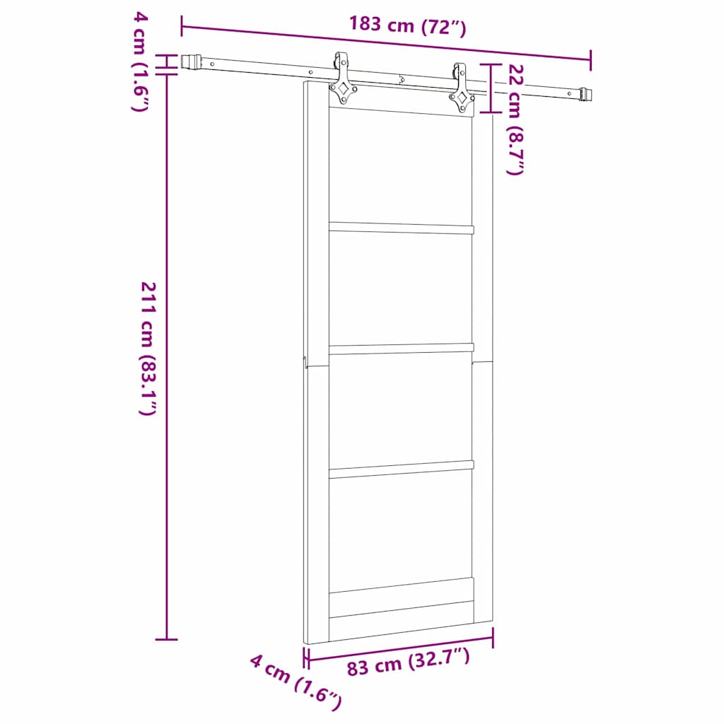 Slankios durys ORKDAL Balta ir juoda 83 x 211 cm