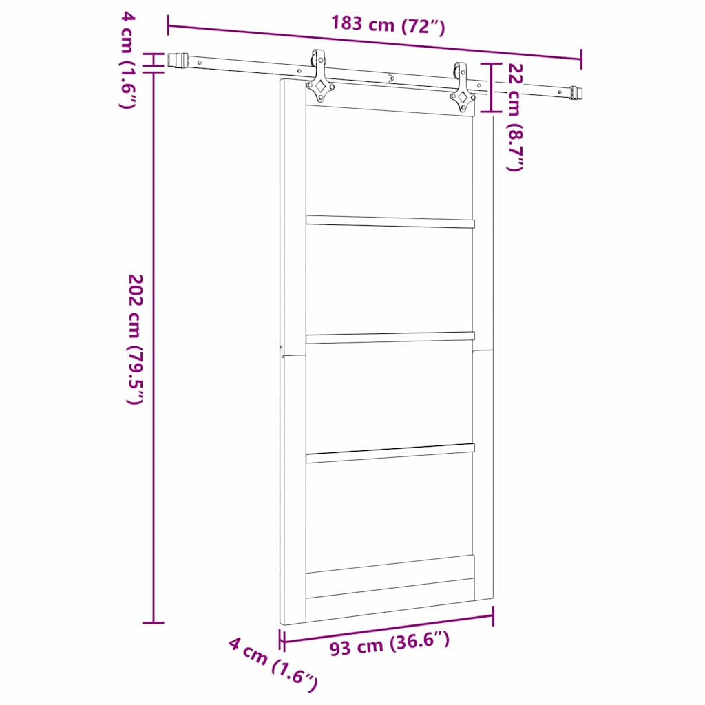 Slankios durys ORKDAL Balta ir juoda 93 x 202 cm