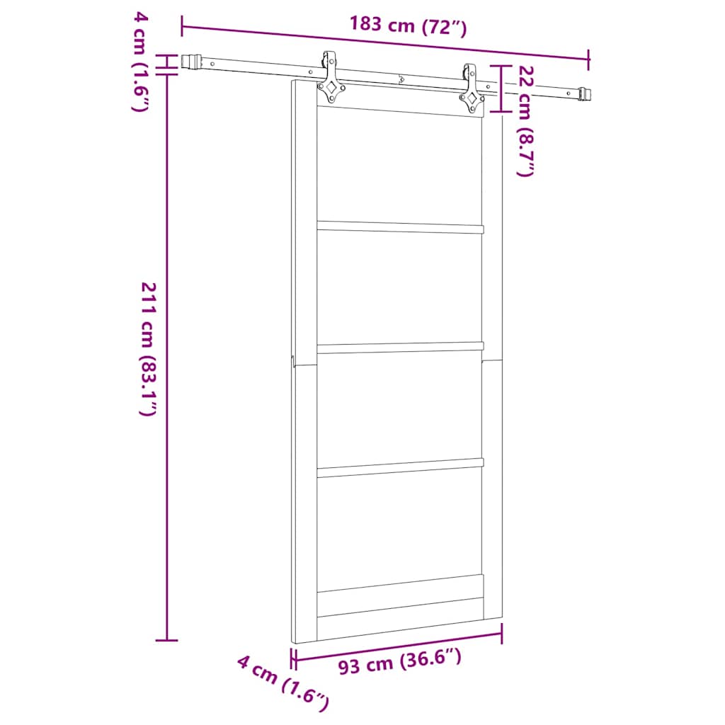 Slankios durys ORKDAL Natūrali ir juoda 93 x 211 cm