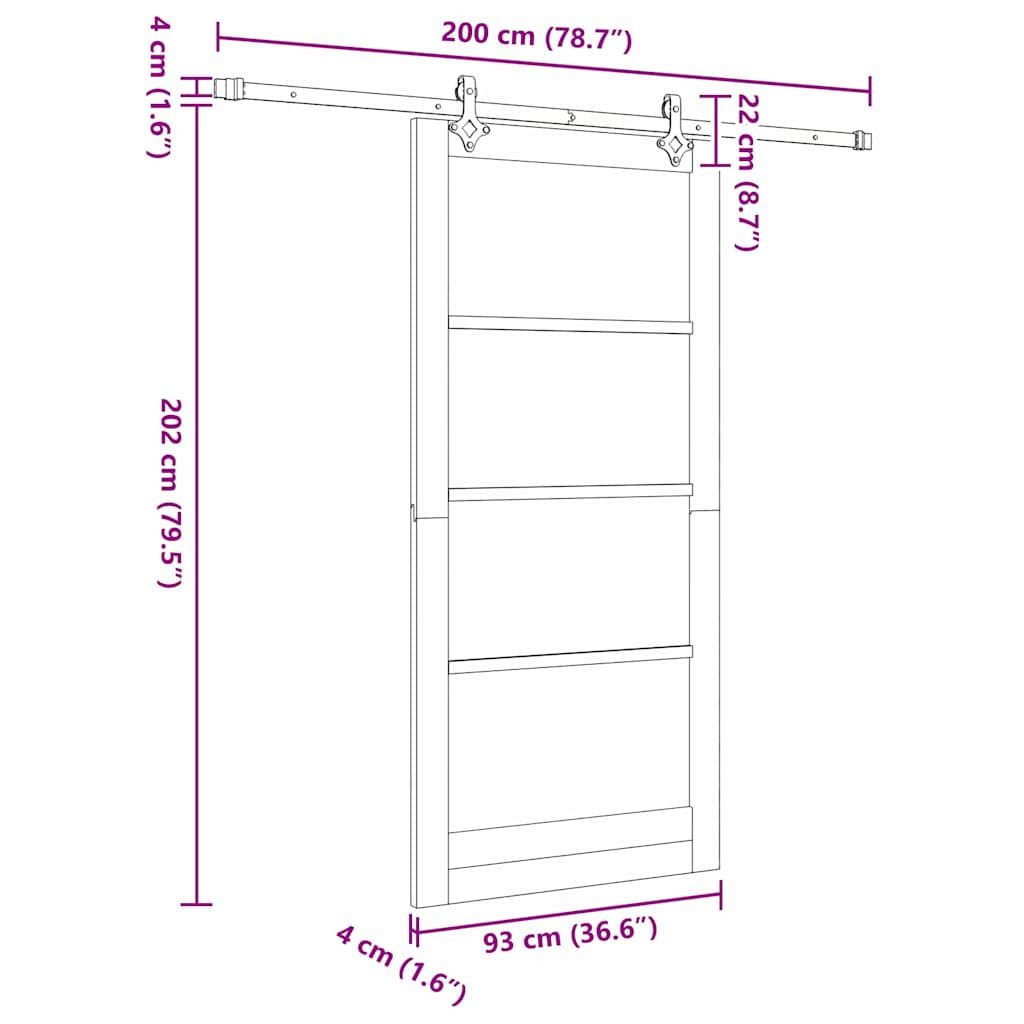 Slankios durys ORKDAL Balta ir juoda 93 x 202 cm