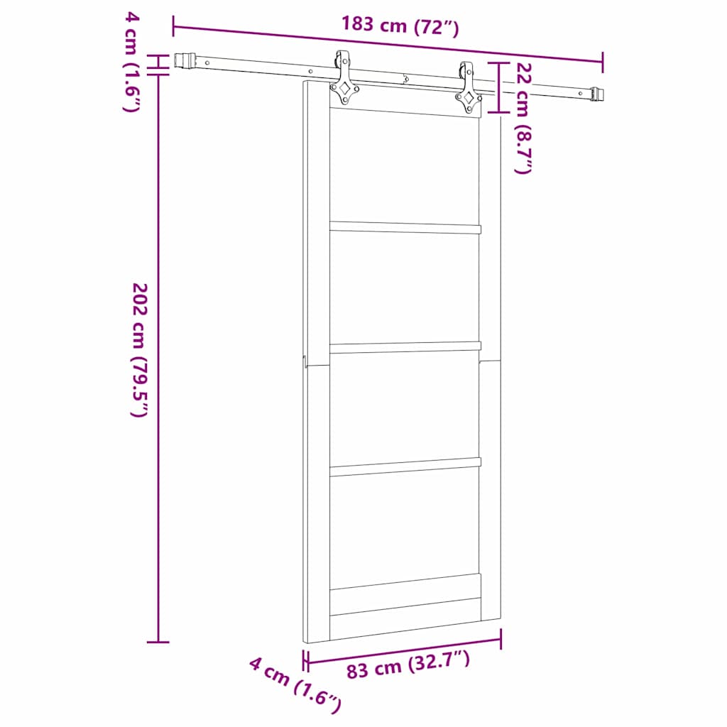 Sliding door White 83 x 202 cm