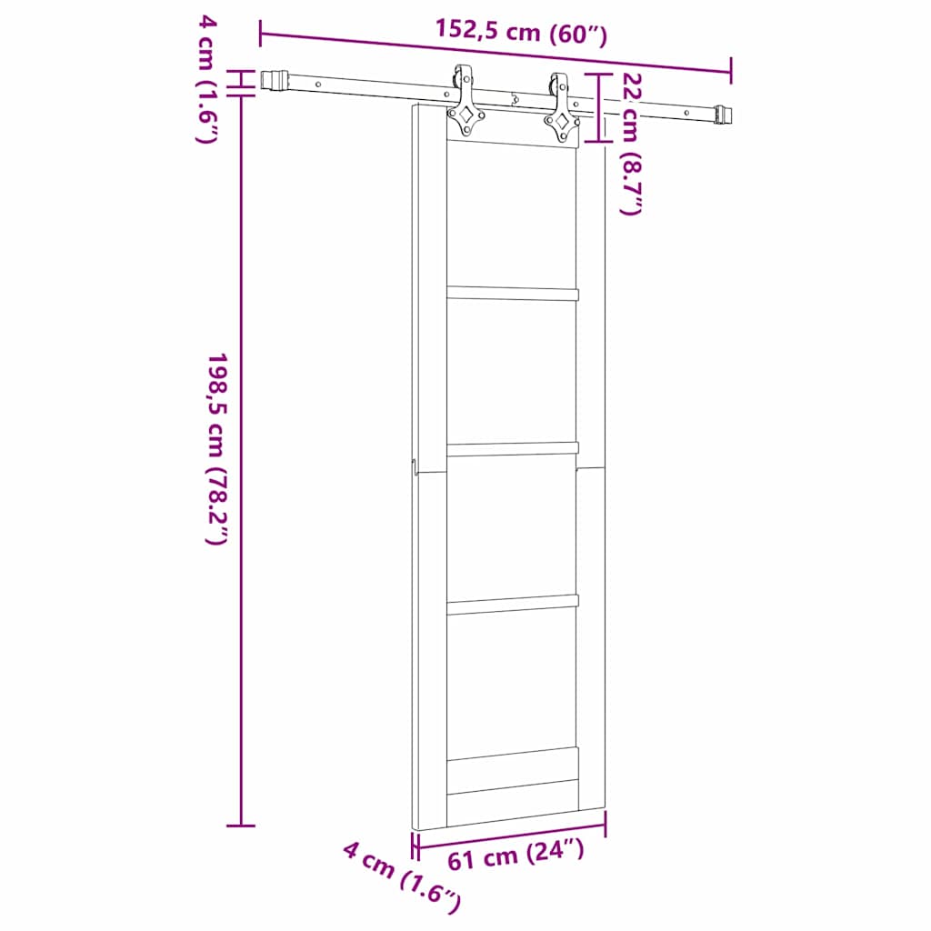 Sliding Door Natural 61 x 198.5 cm