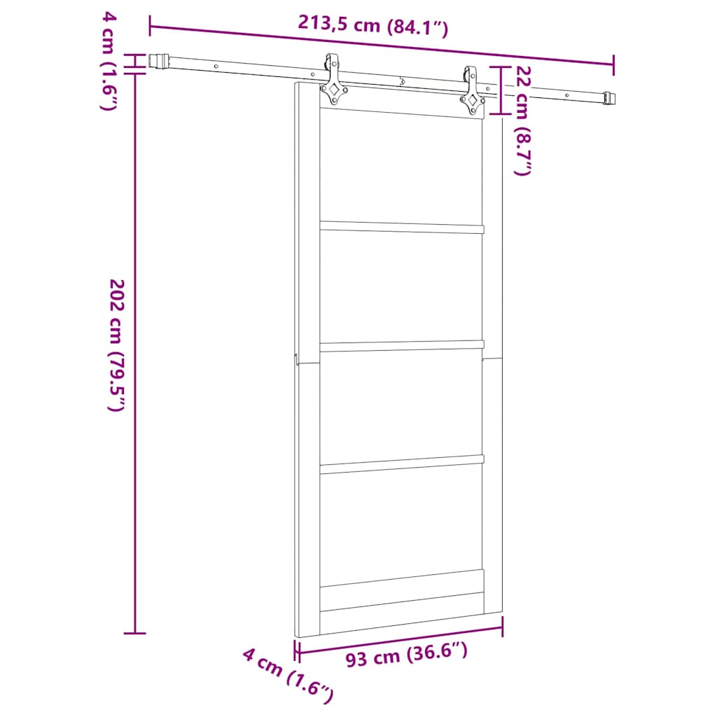 Sliding Door White 93 x 211 cm