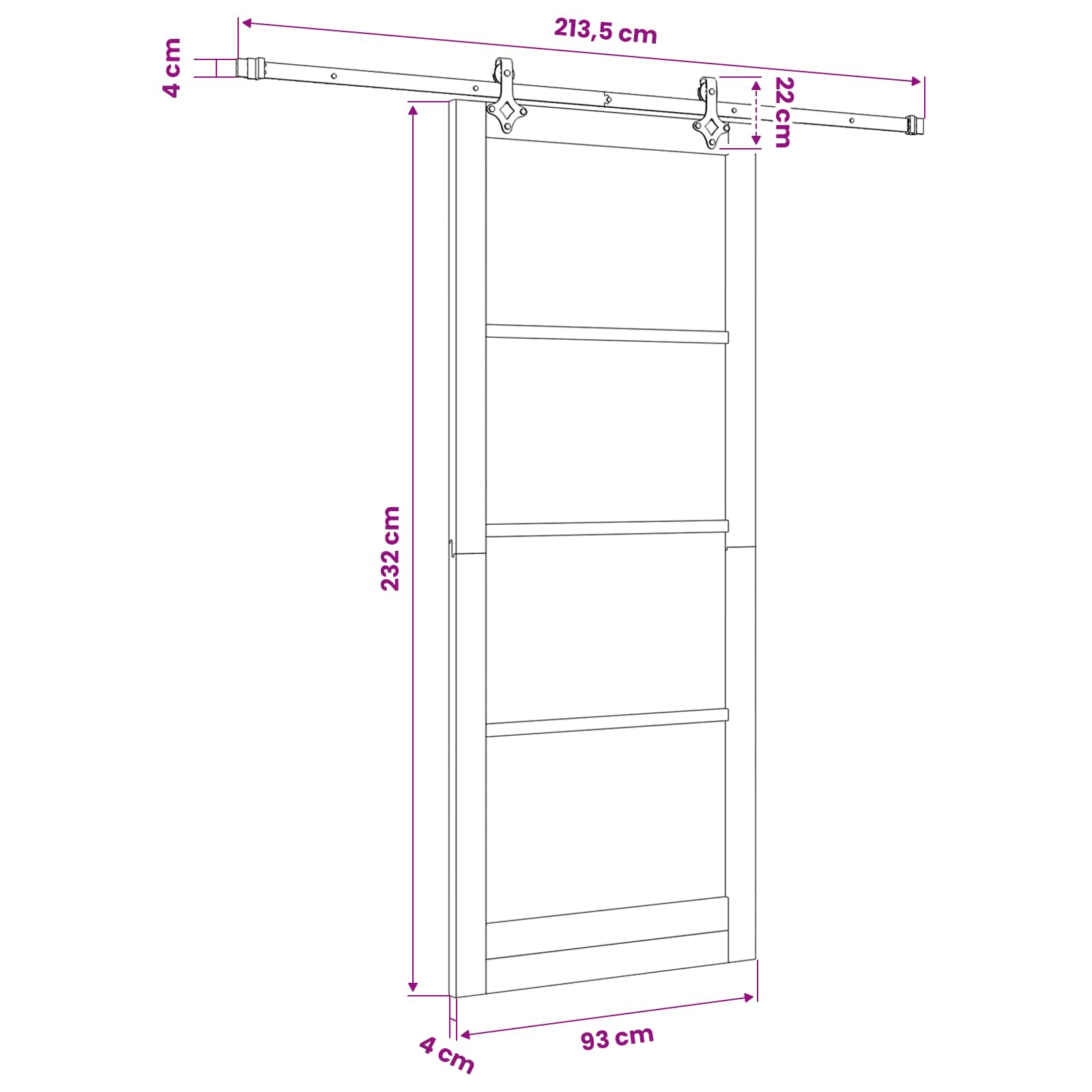 Slankios durys Balta 93 x 232 cm