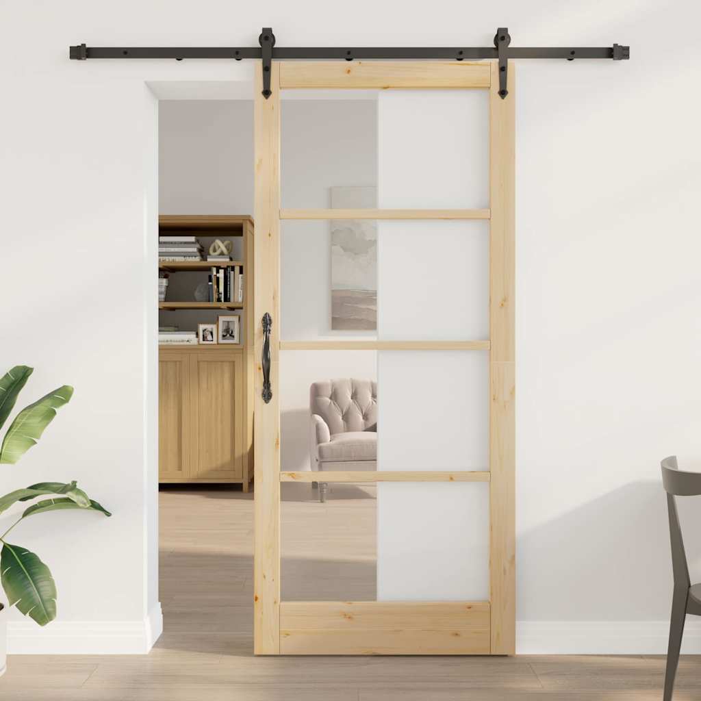 Sliding Door Natural and Black 93 x 211 cm