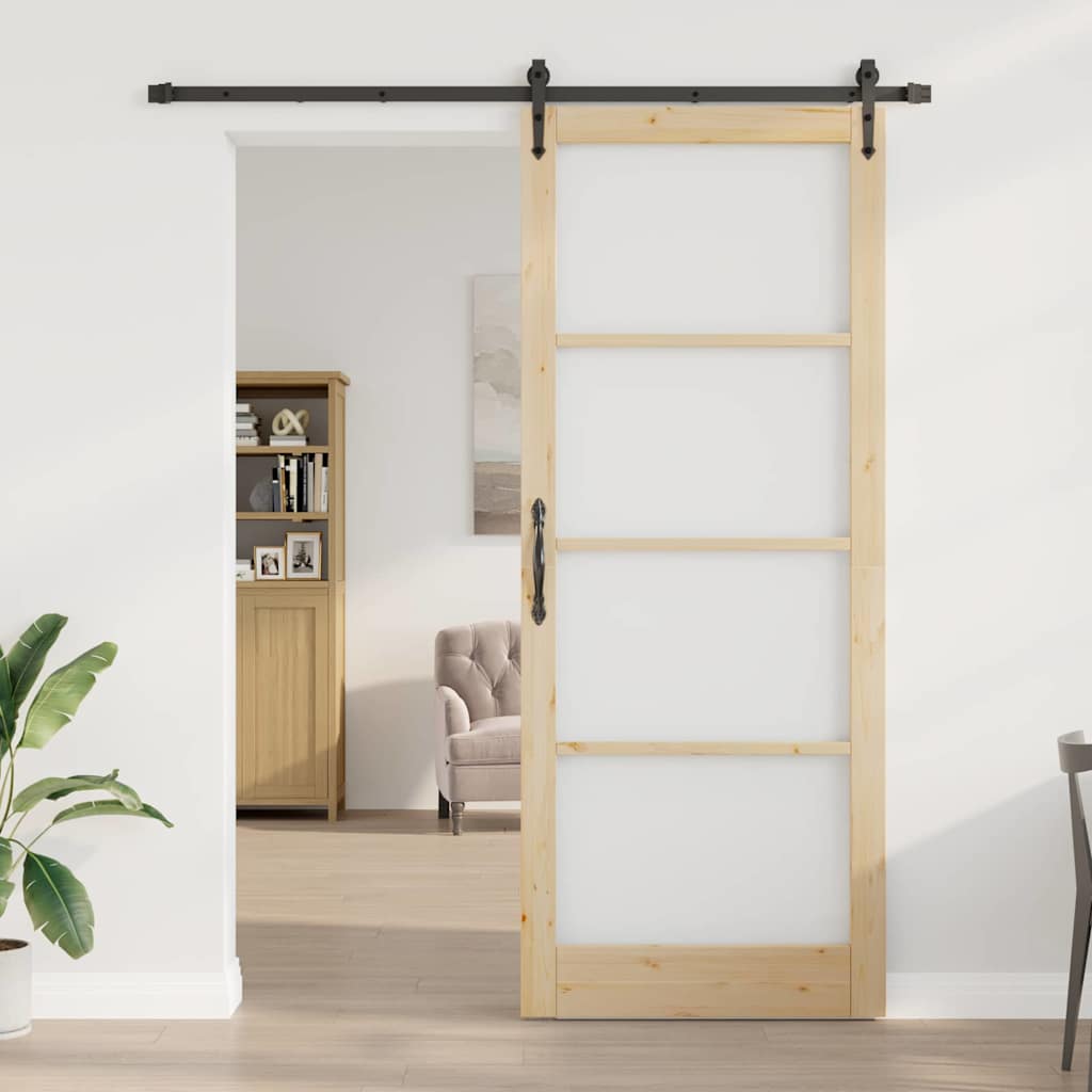 Bīdāmās durvis dabīgas un melnas 93 x 232 cm
