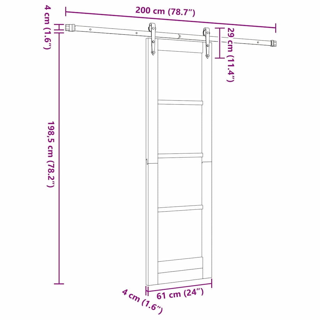 Sliding Door Natural 61 x 198.5 cm