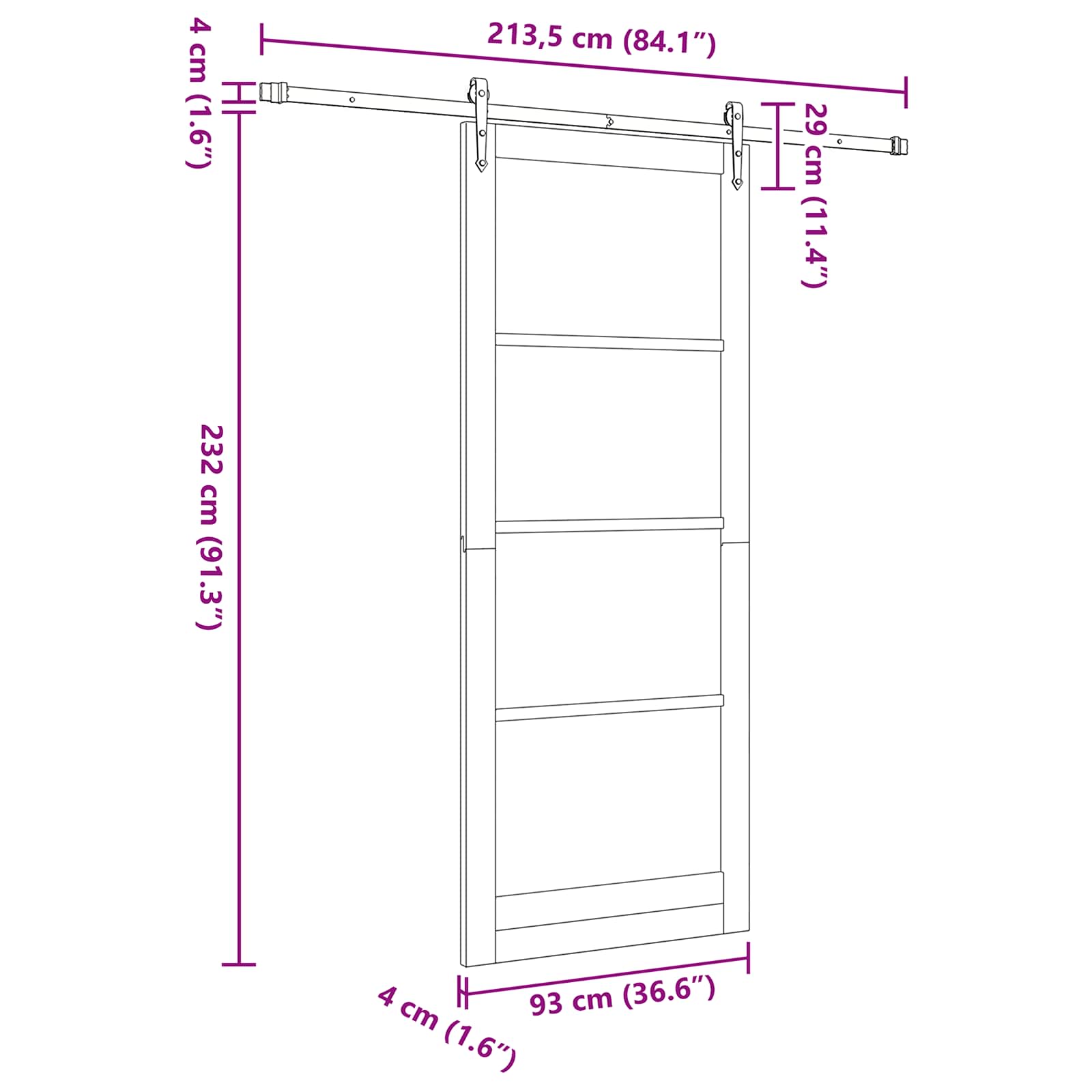 Slankios durys ORKDAL Balta 93 x 232 cm