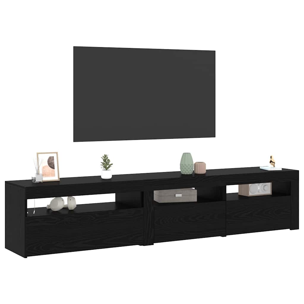 Televizoriaus spintelė 2 pcs Juodas ąžuolas 195 x 35 x 40 cm
