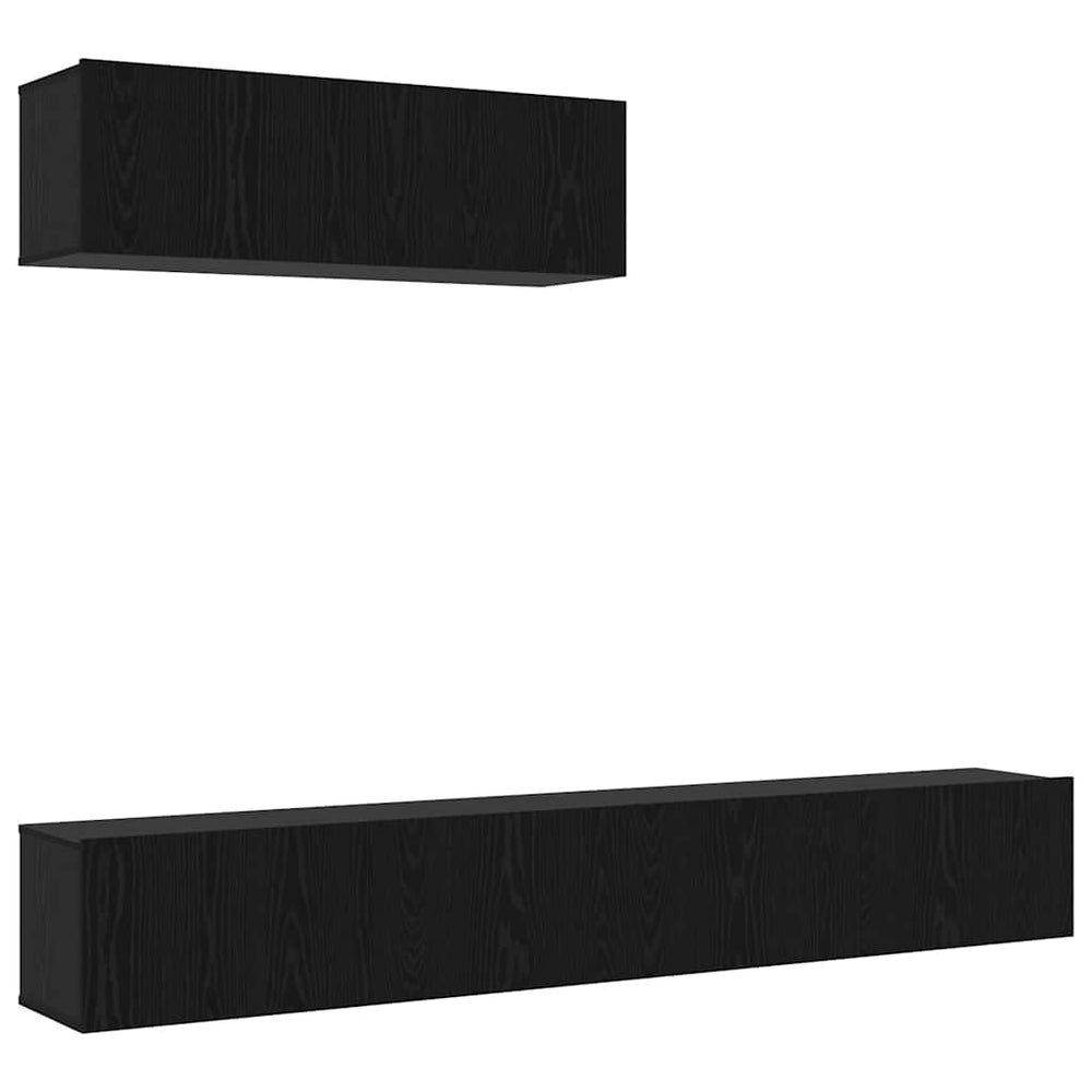 3-piece wall-mounted TV cabinet, black oak engineered wood