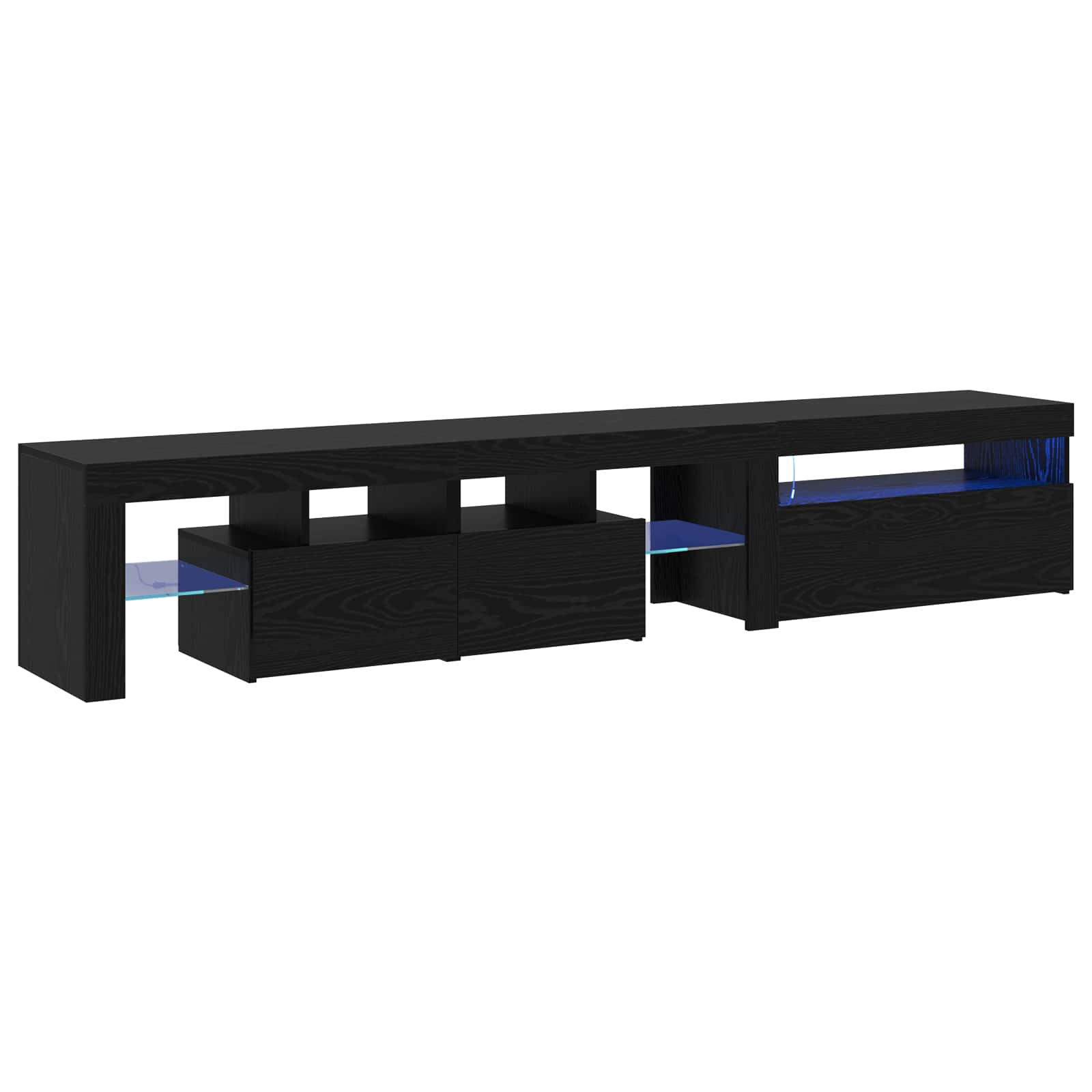 2 TV Cabinets with LED Lights - Black Oak - Engineered Wood