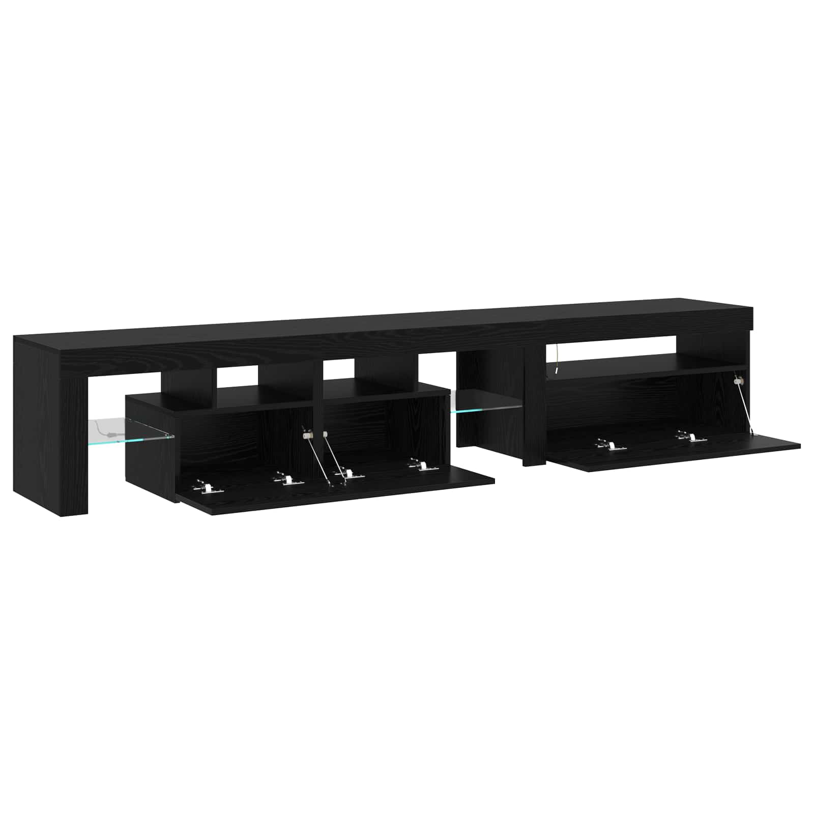2 TV Cabinets with LED Lights - Black Oak - Engineered Wood
