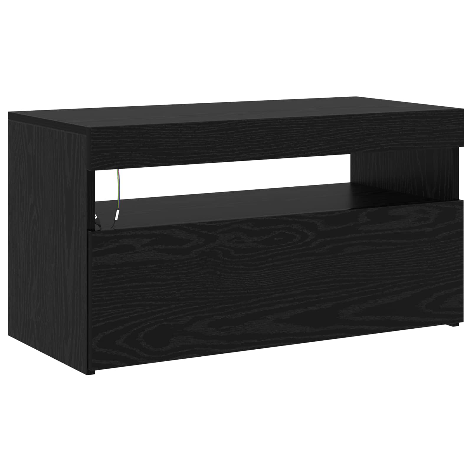 2 TV Cabinets with LED Lights - Black Oak - Engineered Wood