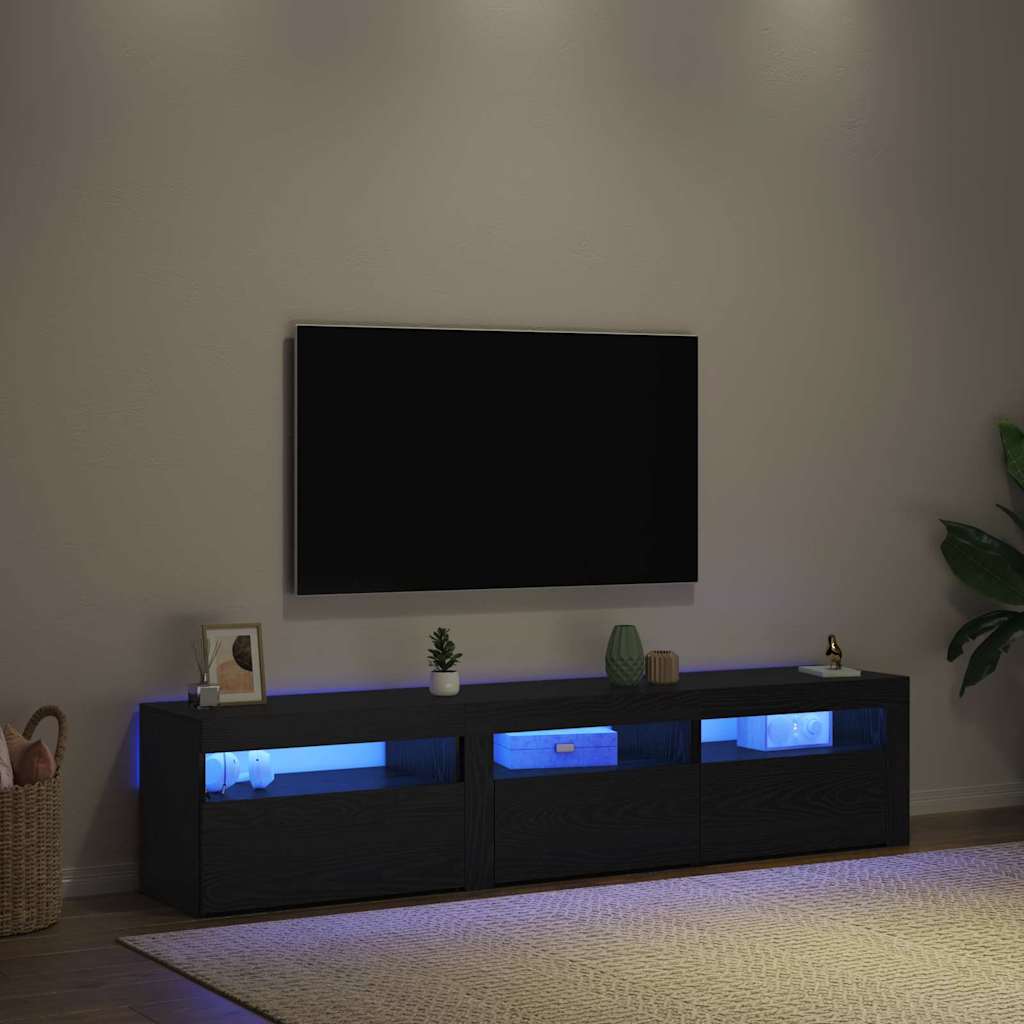 Televizoriaus spintelė 2 pcs Juodas ąžuolas 180 x 35 x 40 cm