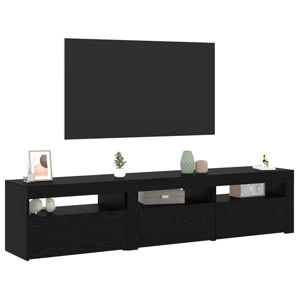 Televizoriaus spintelė 2 pcs Juodas ąžuolas 180 x 35 x 40 cm