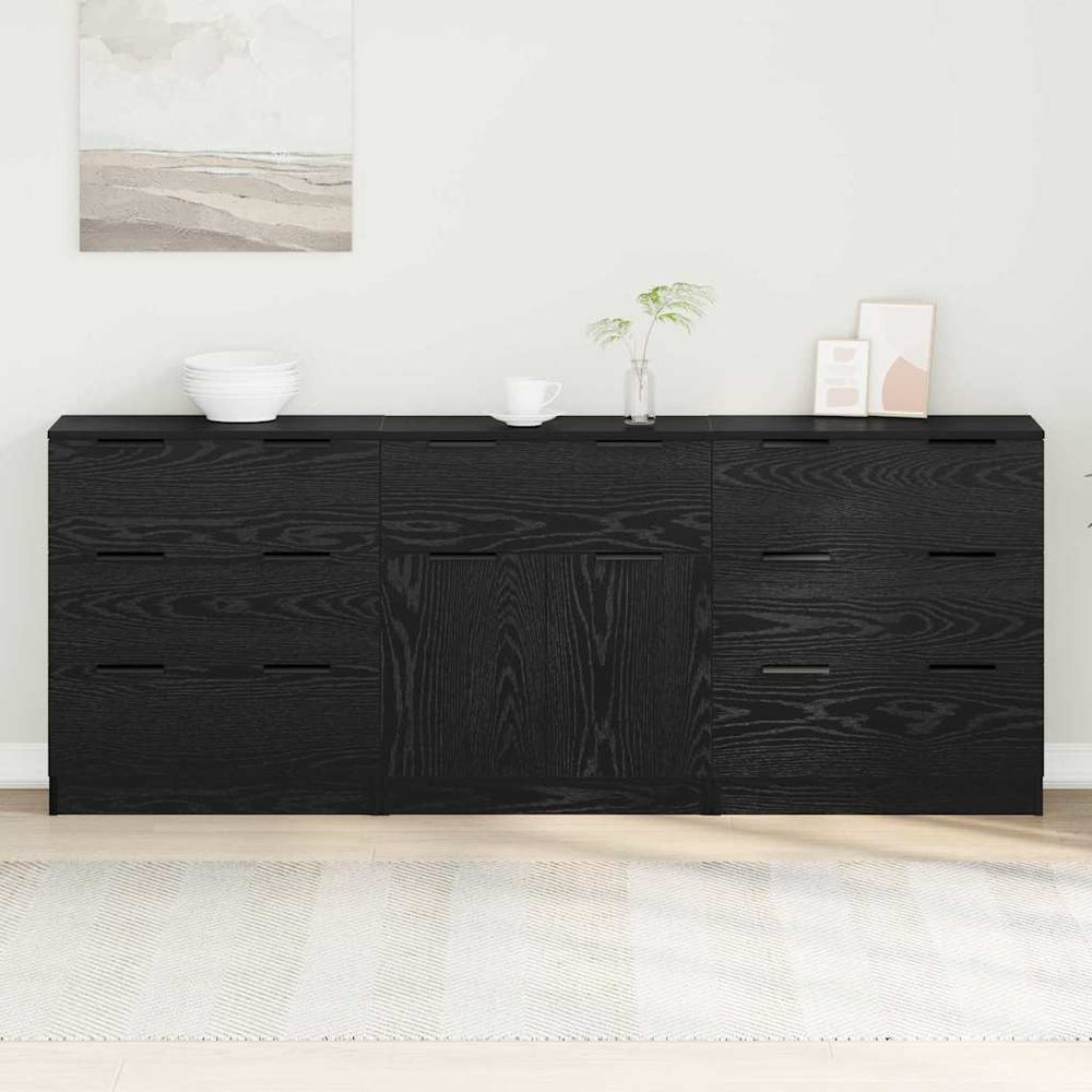 Kabalas 3 pcs juoda ąžuolo 60 x 30 x 70 cm Apdirbta mediena