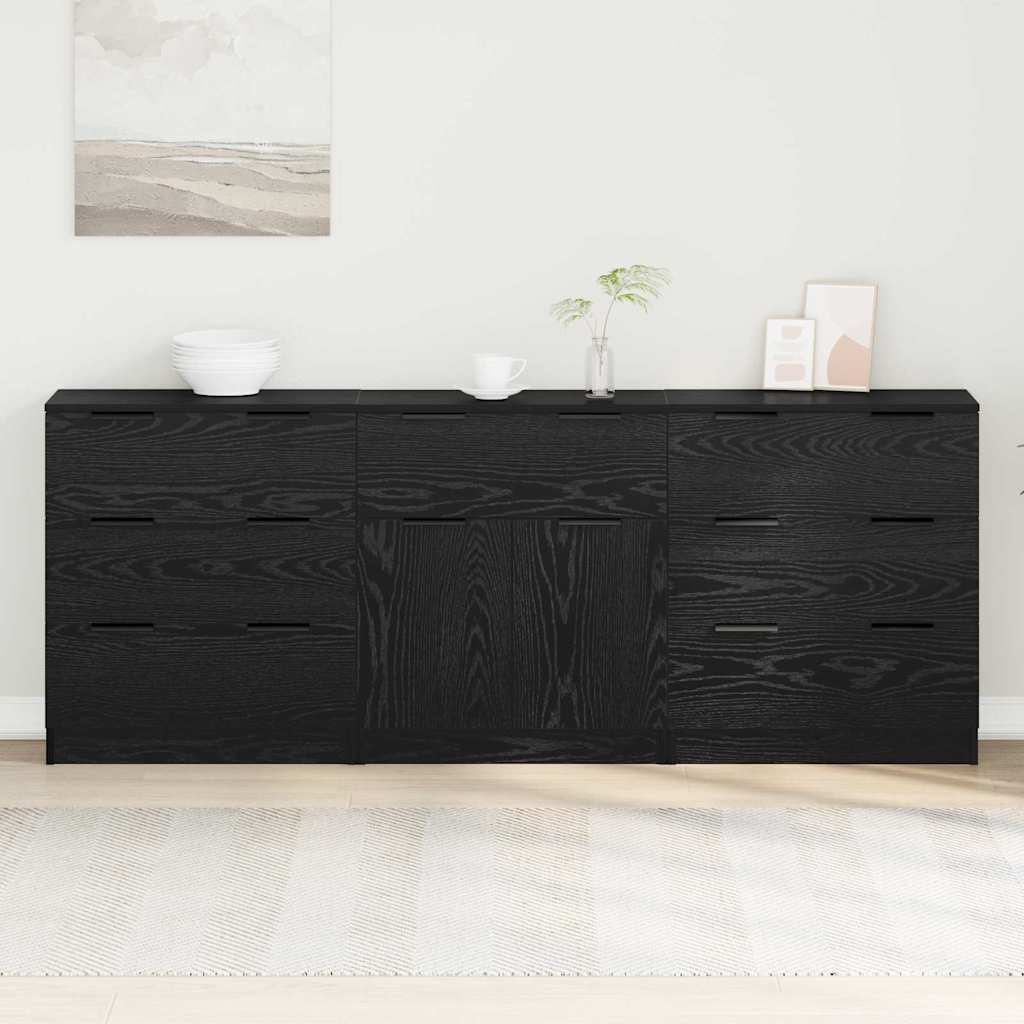 Kabalas 3 pcs juoda ąžuolo 60 x 30 x 70 cm Apdirbta mediena