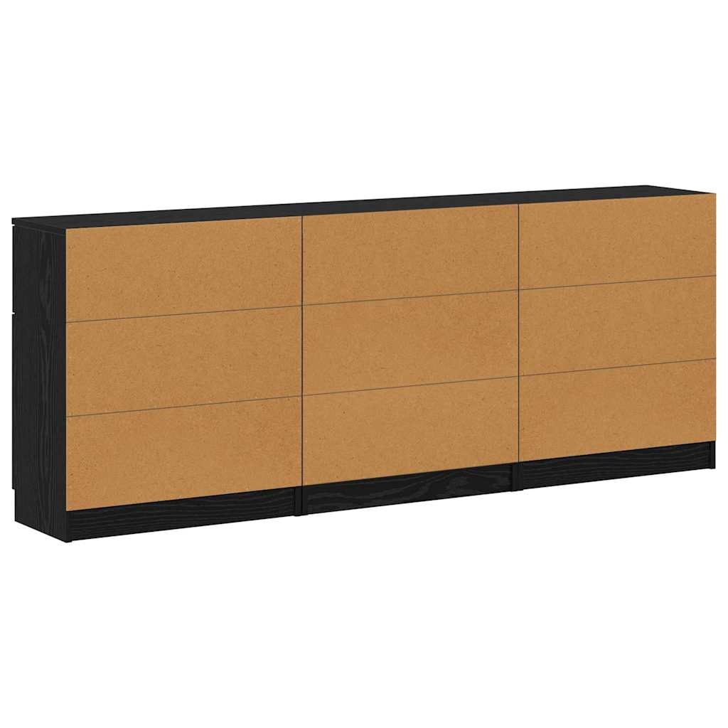 Kabalas 3 pcs juoda ąžuolo 60 x 30 x 70 cm Apdirbta mediena