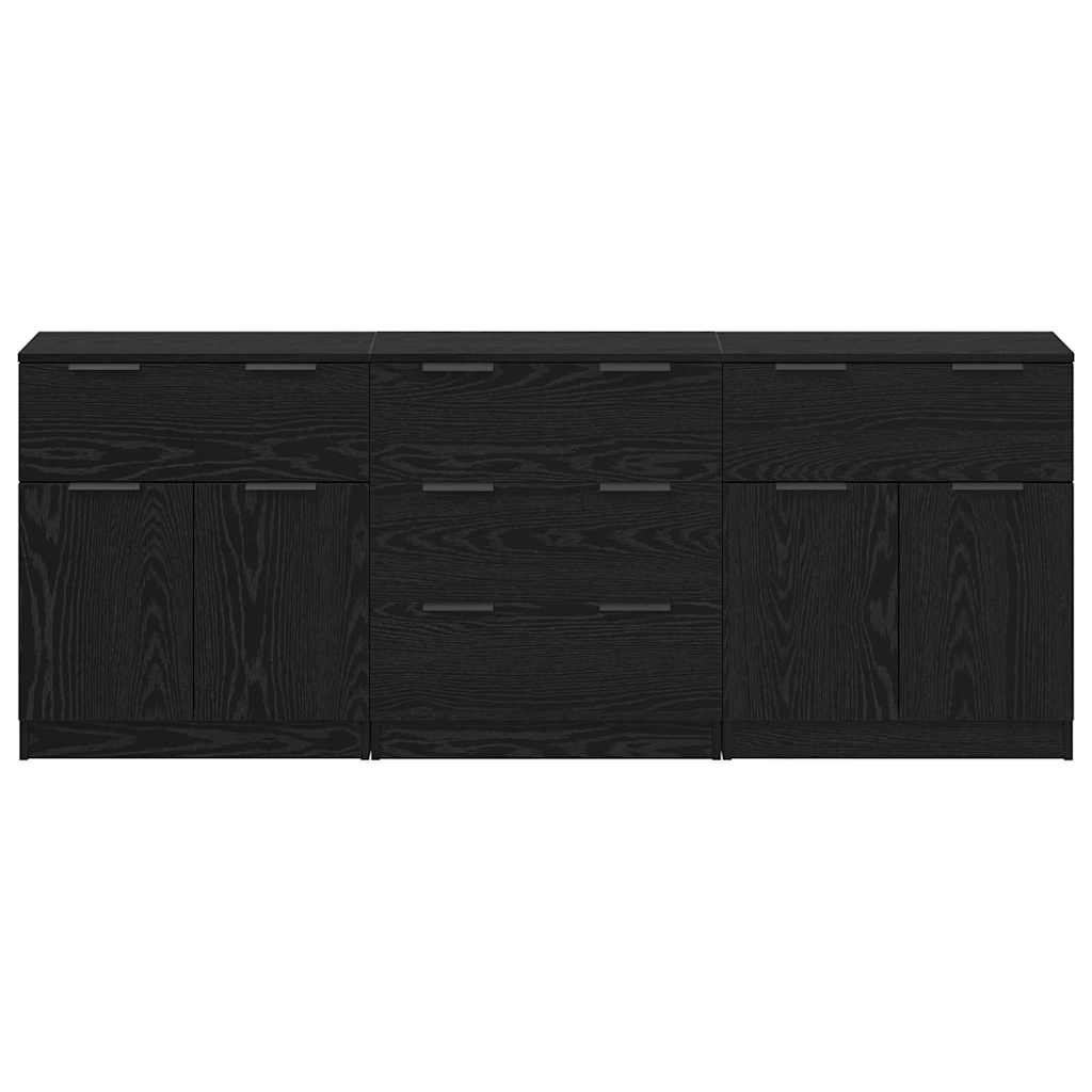 Kabalas 3 pcs juoda ąžuolo 60 x 30 x 70 cm Apdirbta mediena