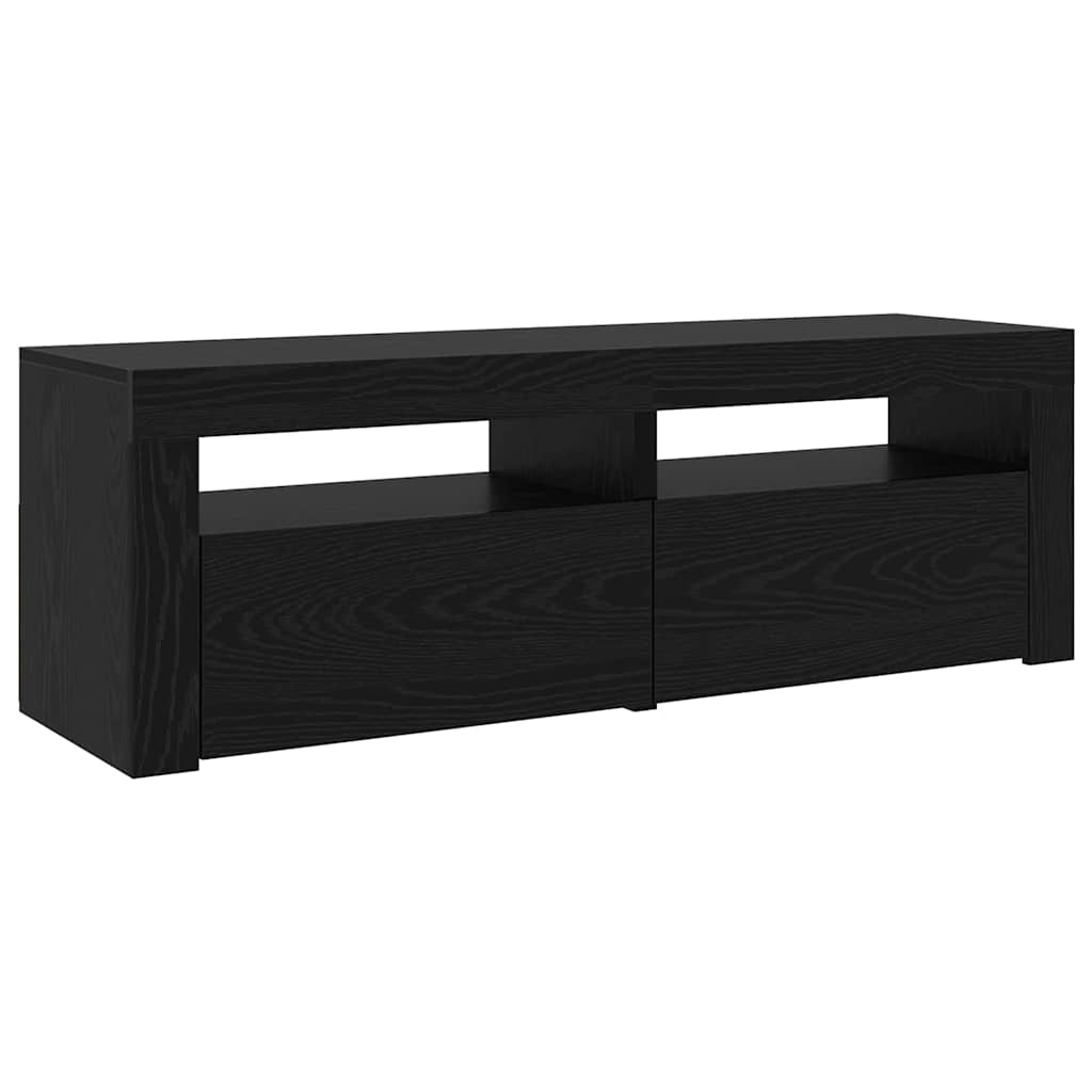 3 dalių TV spintelių rinkinys su LED šviesomis Juodas ąžuolas Inžinerinė mediena