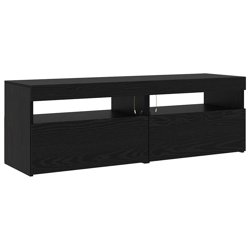 3 dalių TV spintelių rinkinys su LED šviesomis Juodas ąžuolas Inžinerinė mediena