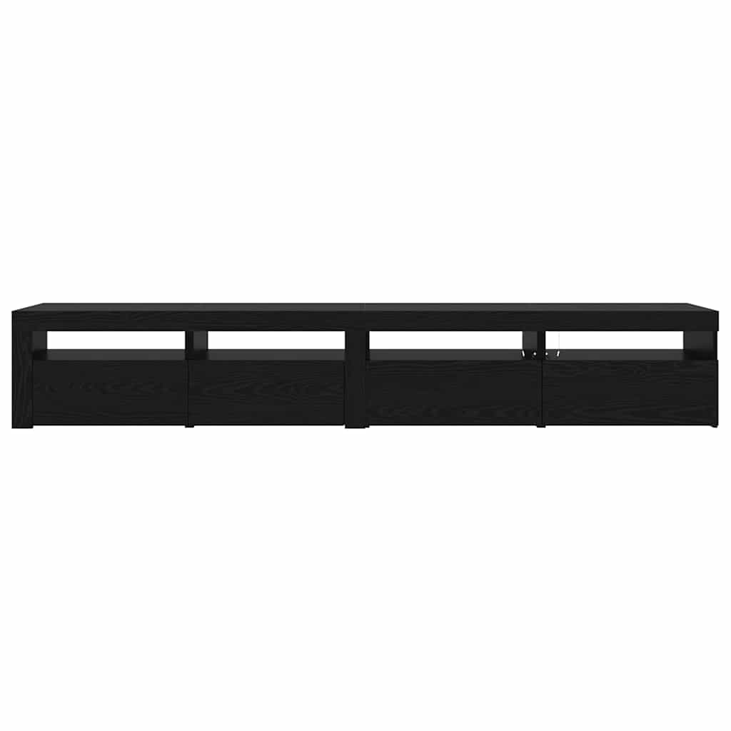 3 dalių TV spintelių rinkinys su LED šviesomis Juodas ąžuolas Inžinerinė mediena