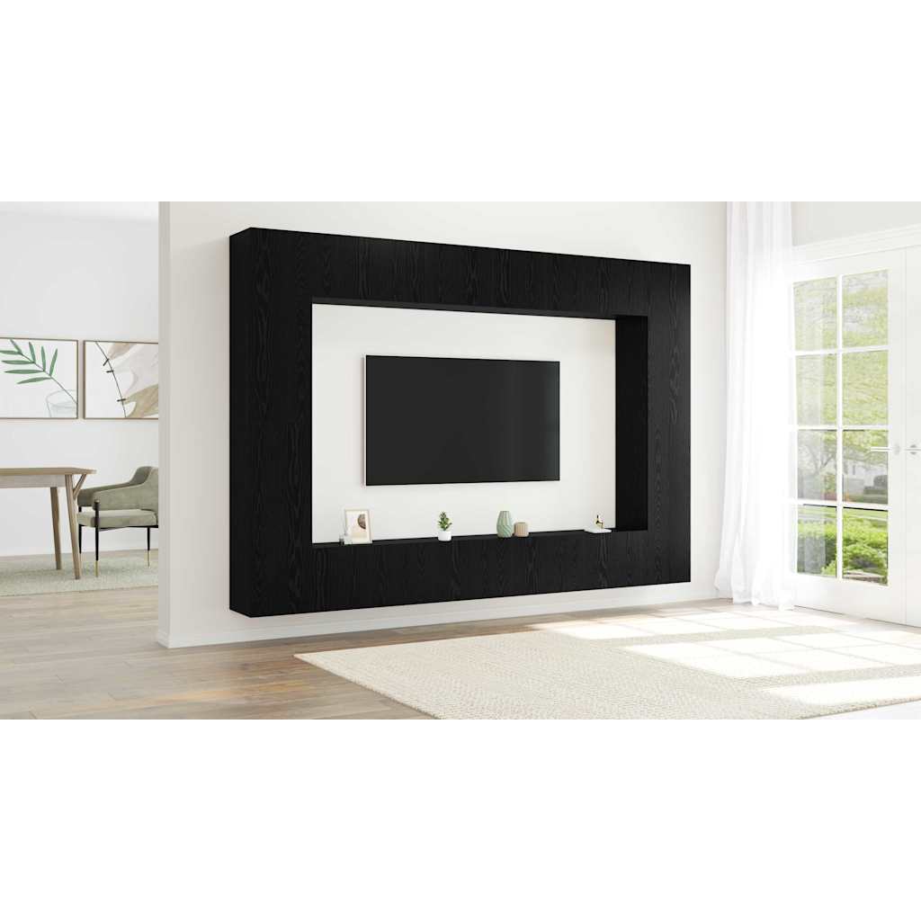 TV spintelių komplektas 8 pcs Juodas ąžuolas 100 x 30 x 30 cm
