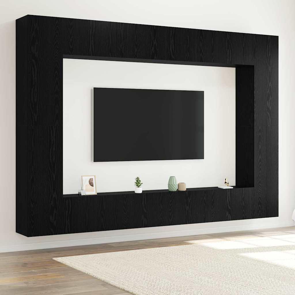 TV spintelių komplektas 8 pcs Juodas ąžuolas 100 x 30 x 30 cm