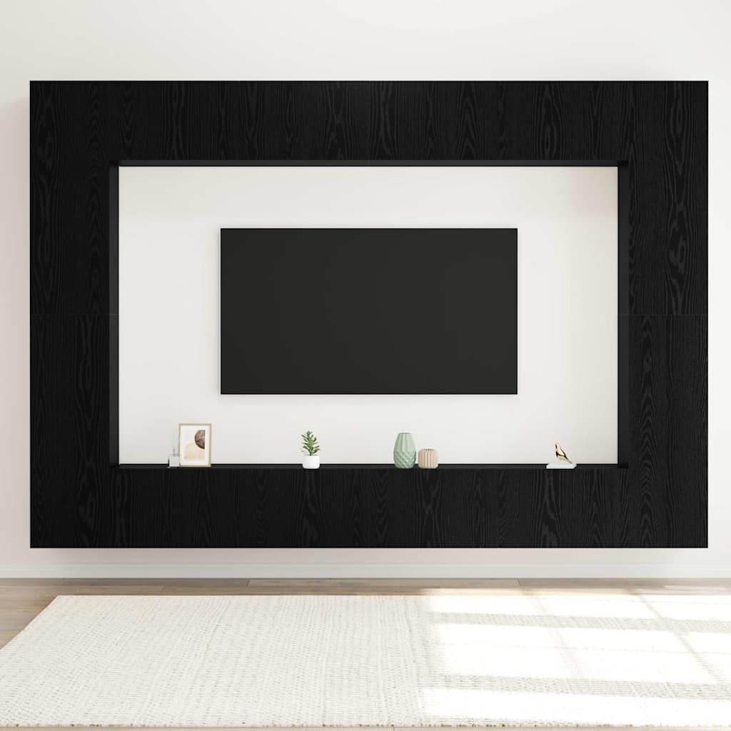 TV spintelių komplektas 8 pcs Juodas ąžuolas 100 x 30 x 30 cm