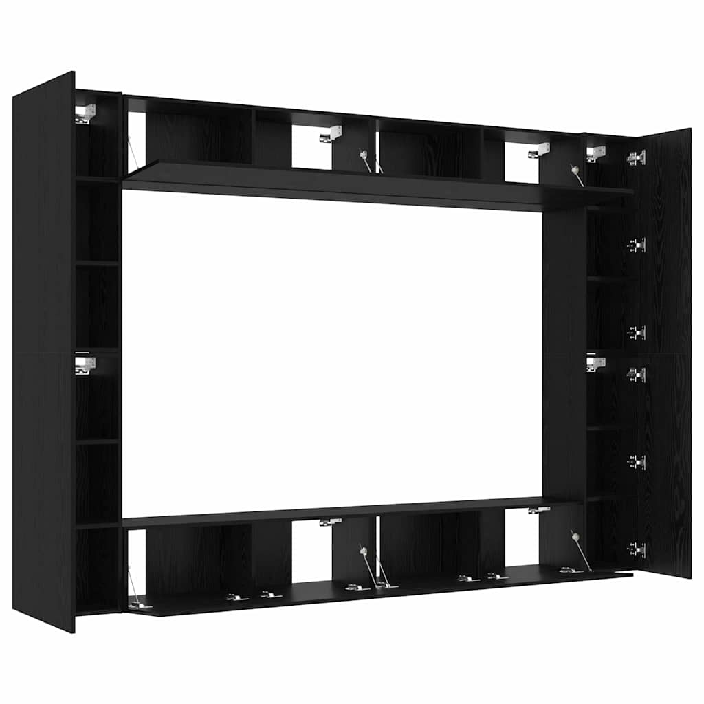 TV spintelių komplektas 8 pcs Juodas ąžuolas 100 x 30 x 30 cm