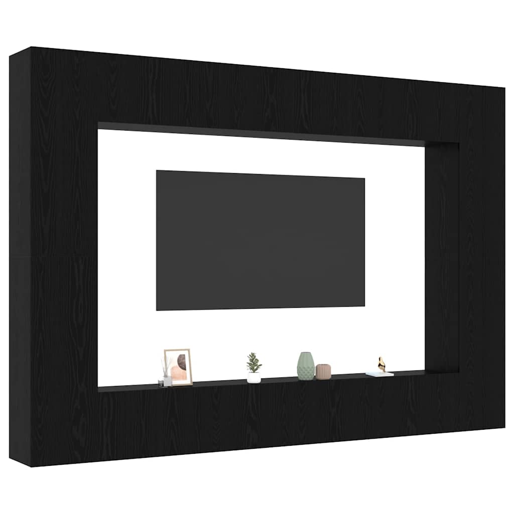 TV spintelių komplektas 8 pcs Juodas ąžuolas 100 x 30 x 30 cm