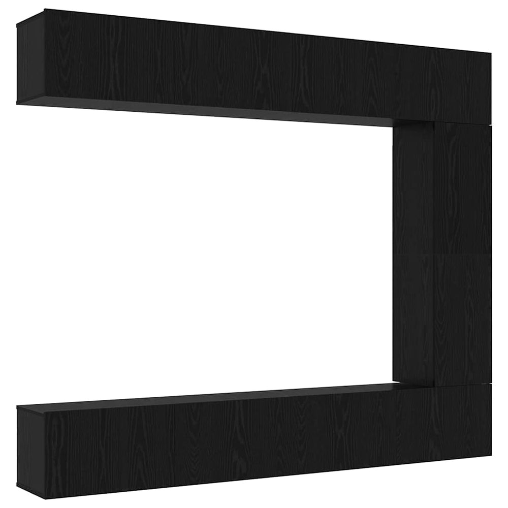5-piece TV Cabinet Set Wall Mounted Black Oak Engineered Wood