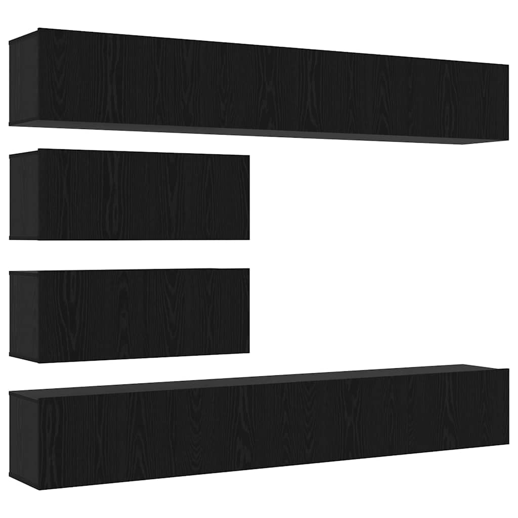 TV spintelių komplektas 6 pcs Juodas ąžuolas Apdirbta mediena