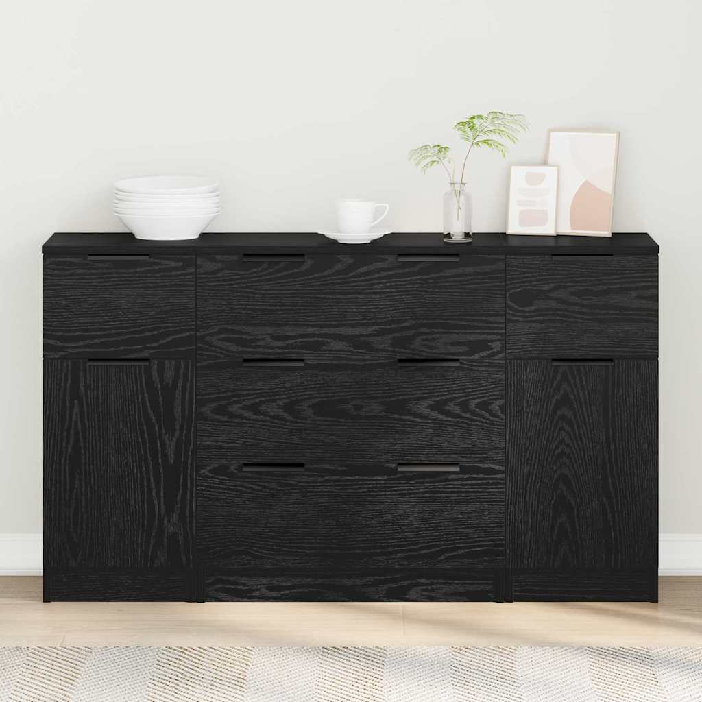 Kabalas 3 pcs juoda ąžuolo 121 x 30 x 70 cm Apdirbta mediena