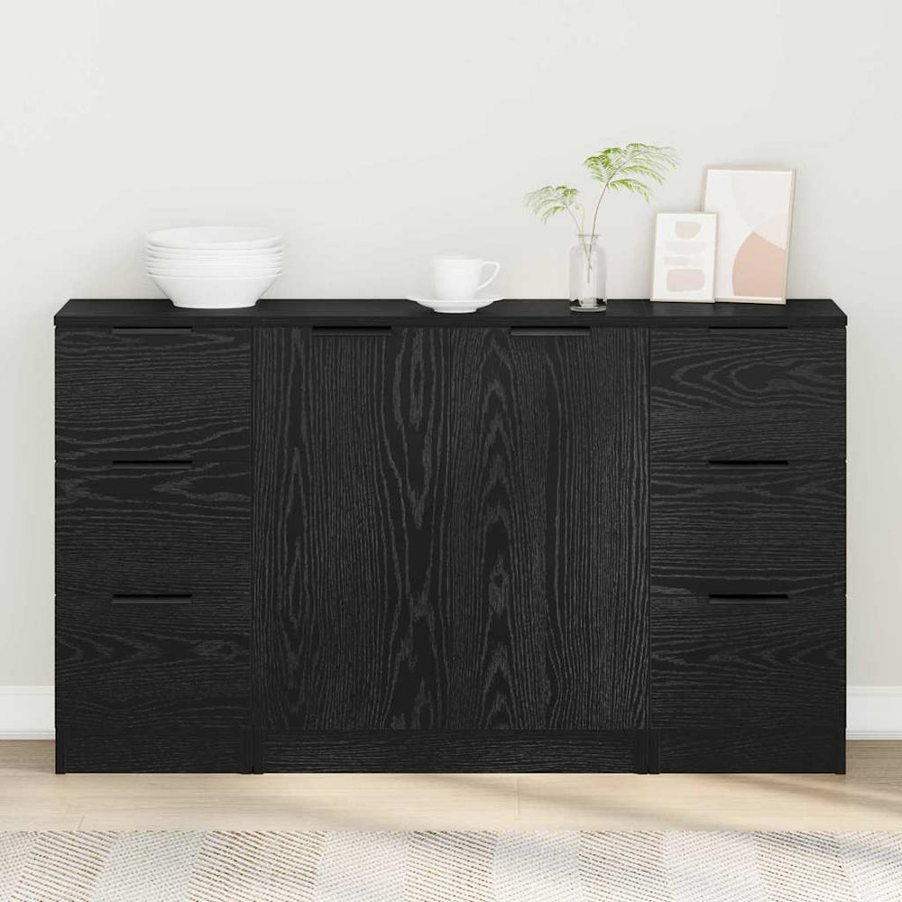 Kabalas 3 pcs juoda ąžuolo 121 x 30 x 70 cm Apdirbta mediena