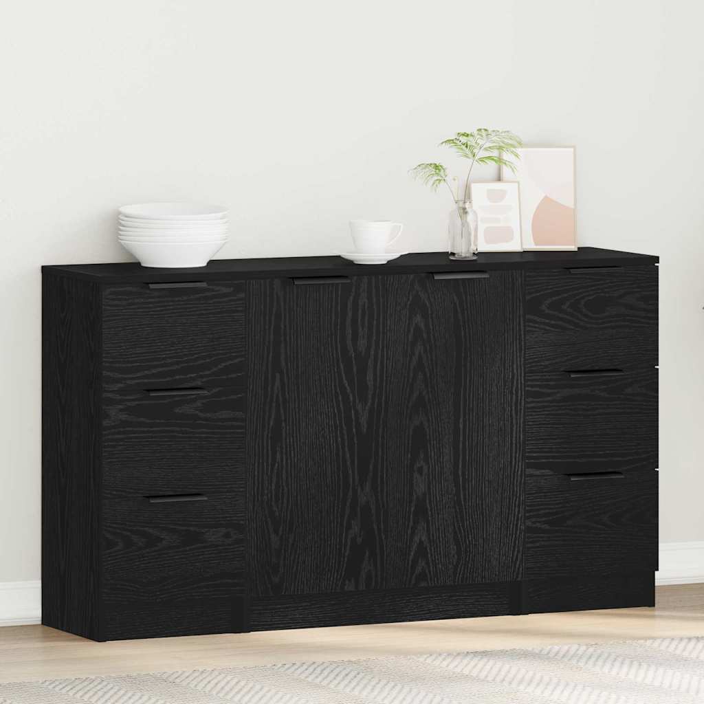 Kabalas 3 pcs juoda ąžuolo 121 x 30 x 70 cm Apdirbta mediena
