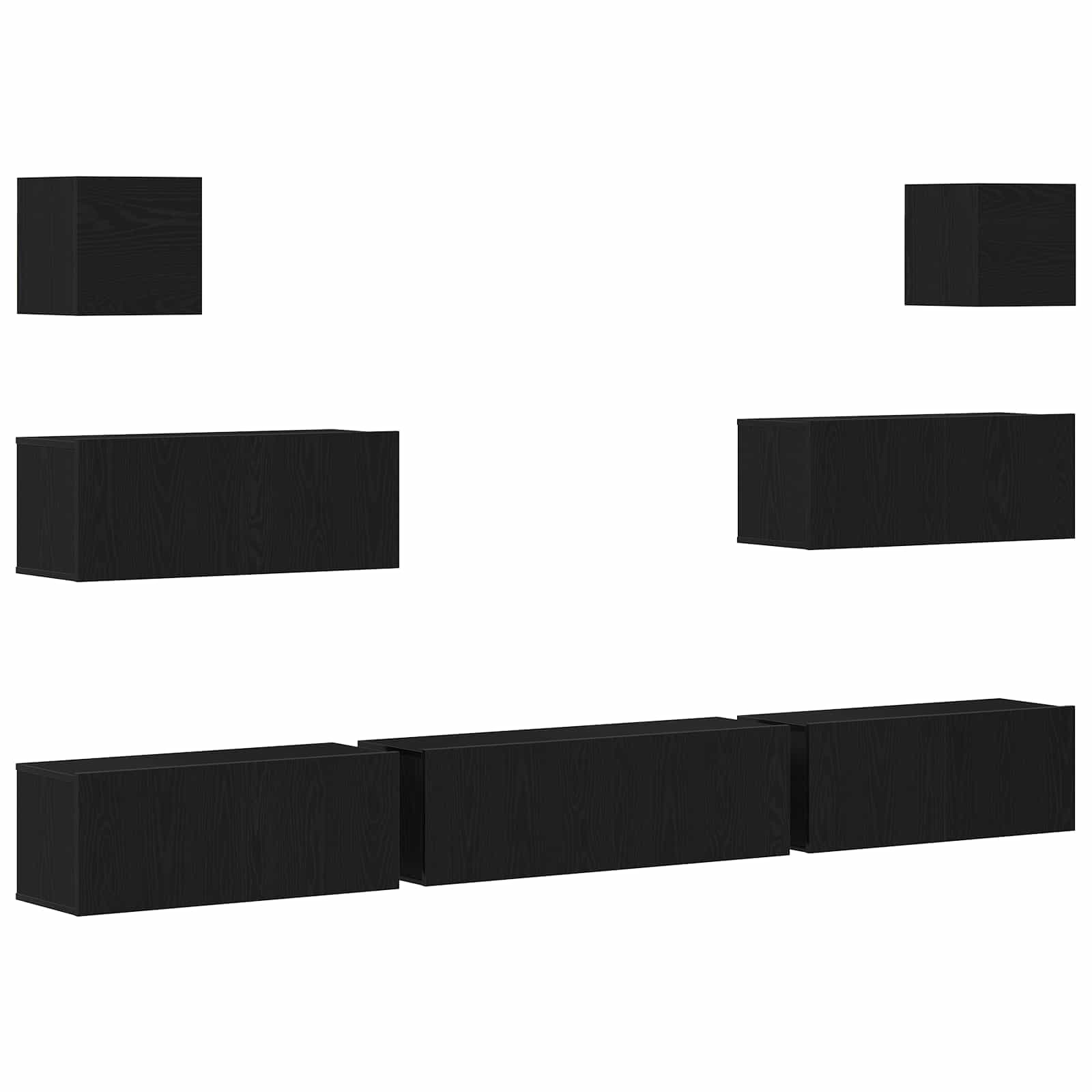 TV spintelių komplektas 7 pcs Juodas ąžuolas 100 x 30 x 30 cm
