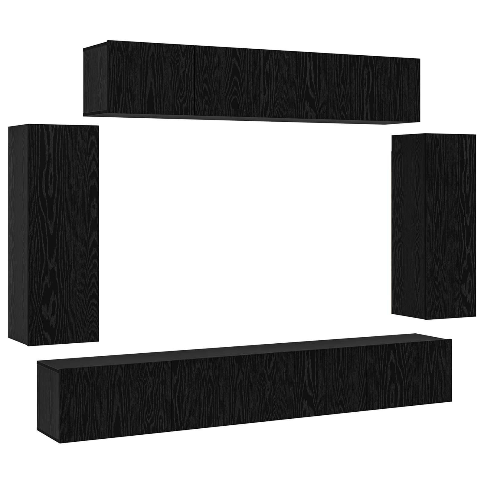 TV spintelių komplektas 6 pcs Juodas ąžuolas 100 x 30 x 30 cm