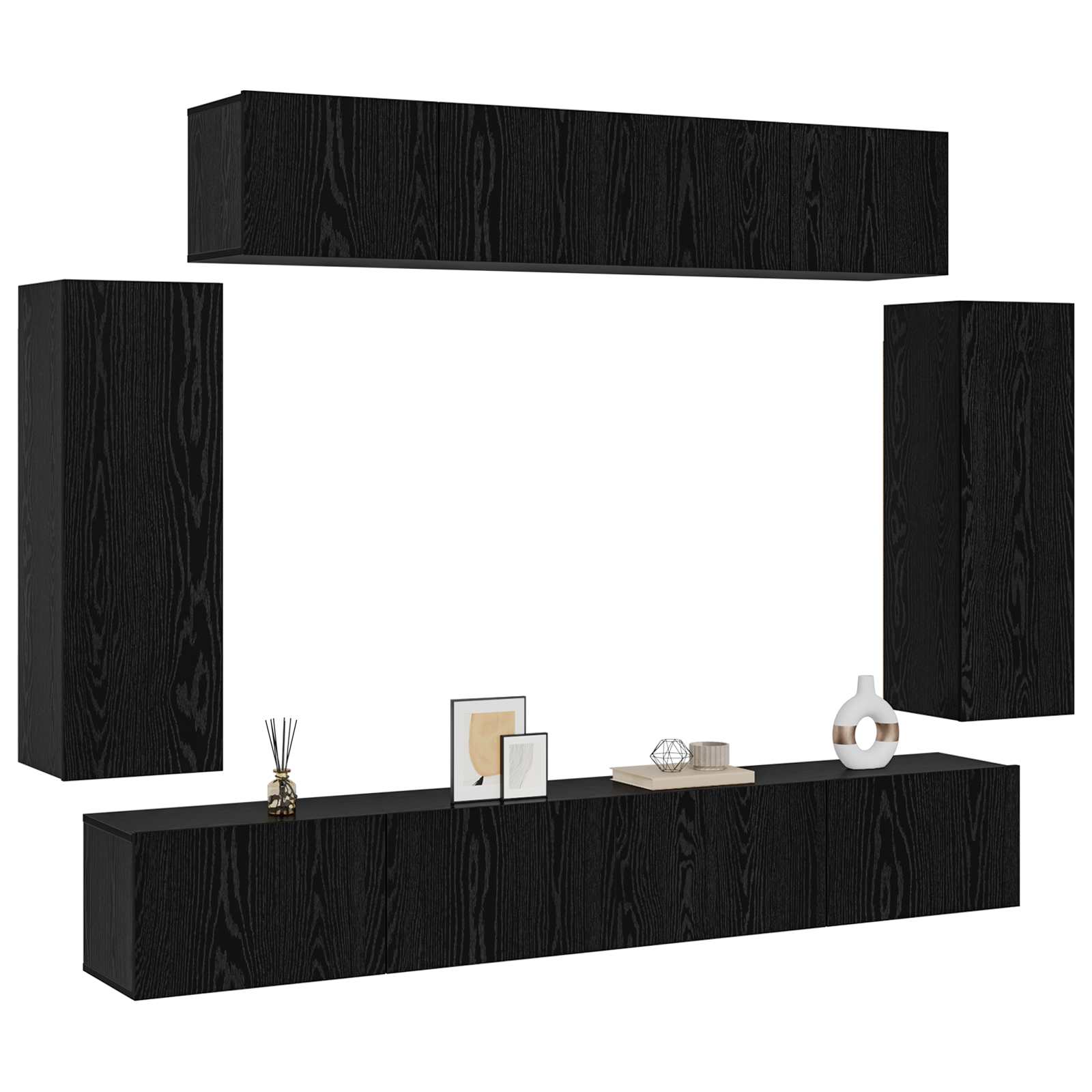 TV spintelių komplektas 6 pcs Juodas ąžuolas 100 x 30 x 30 cm
