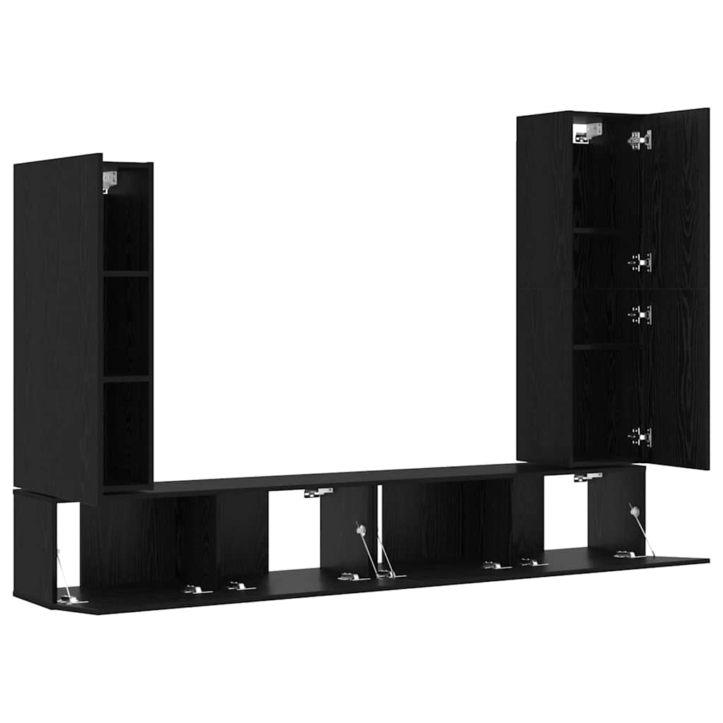 TV spintelių komplektas 4 pcs juoda ąžuolo 30.5 x 30 x 110 cm